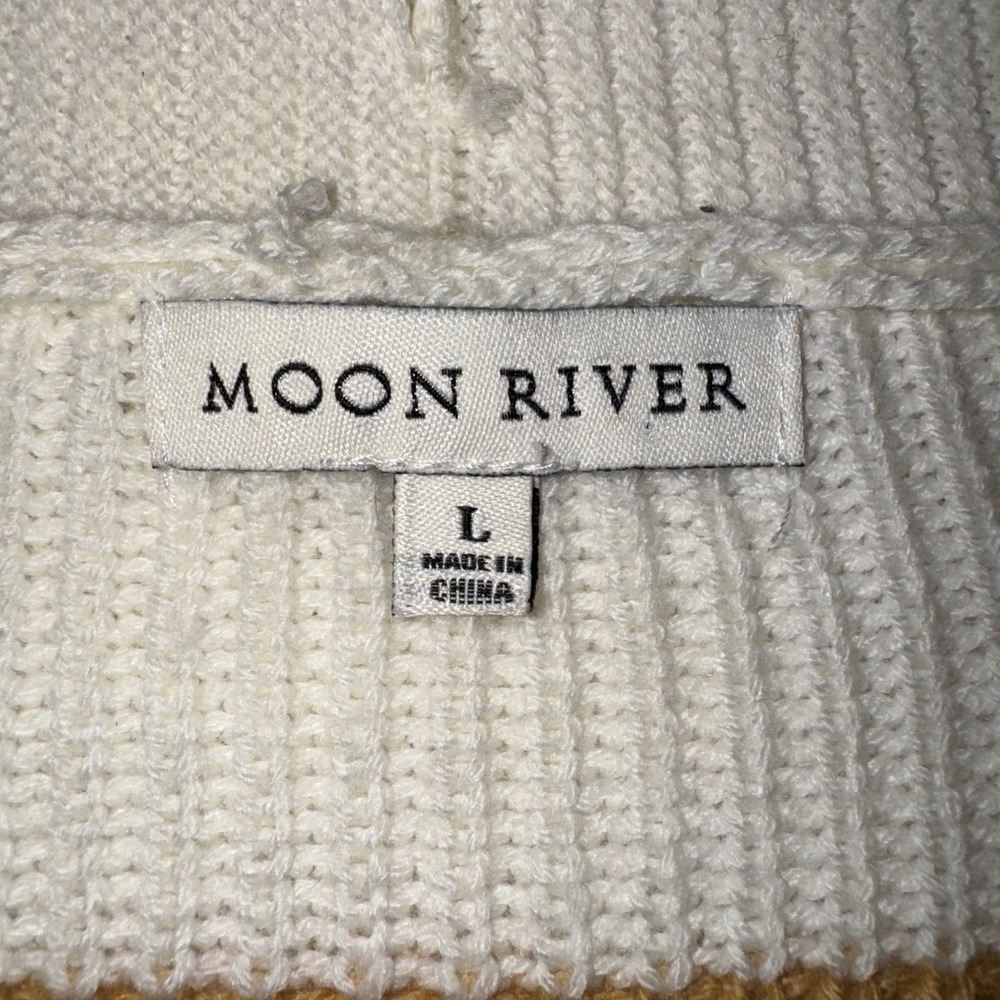 Anthropologie Moon River Cream Brown Stripe Cardigan Sweater Women's Size‎ L - Picture 5 of 9